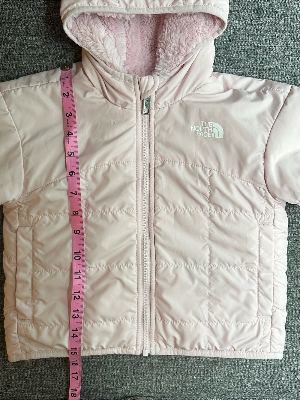 The North Face Reversible Shasta Full Zip Hooded Jacket Coat Pale Blossom Pink - Picture 10 of 15